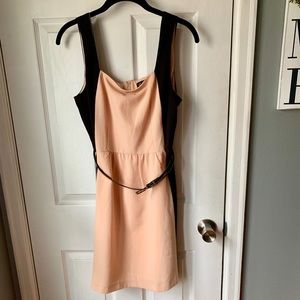 C. Luce Blush & Black Belted Sleeveless Dress